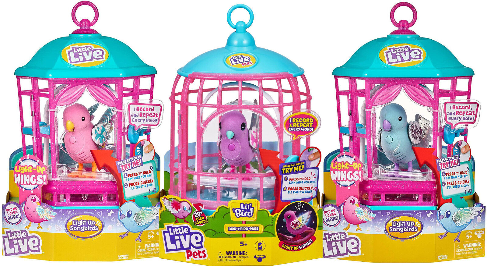 Little Live Pets Light Up Songbird Bird Cages