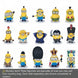 Set of Minion figurines in various poses and outfits on a white background