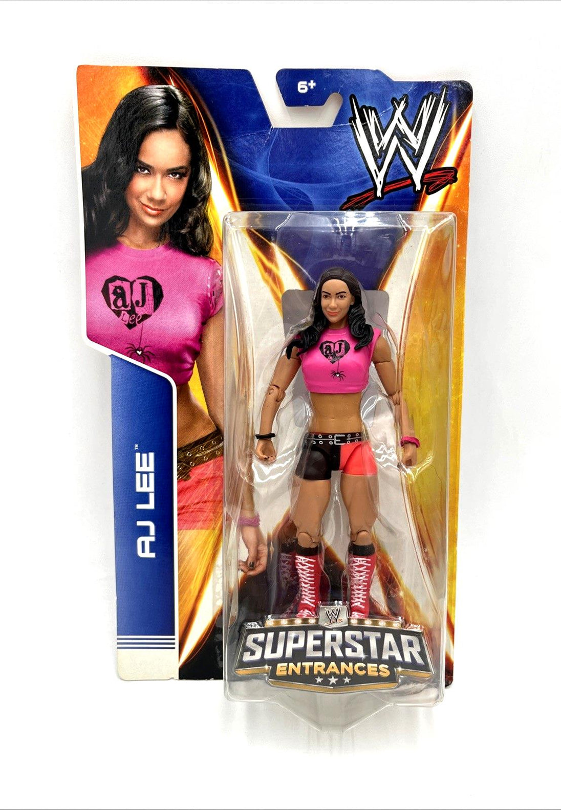 WWE AJ Lee action figure in packaging with brand logo