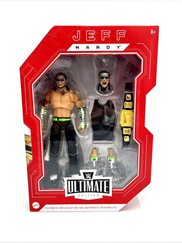 WWE Jeff Hardy action figure in packaging on a white background