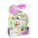 Packaged toy with character illustration and colorful design on a white background