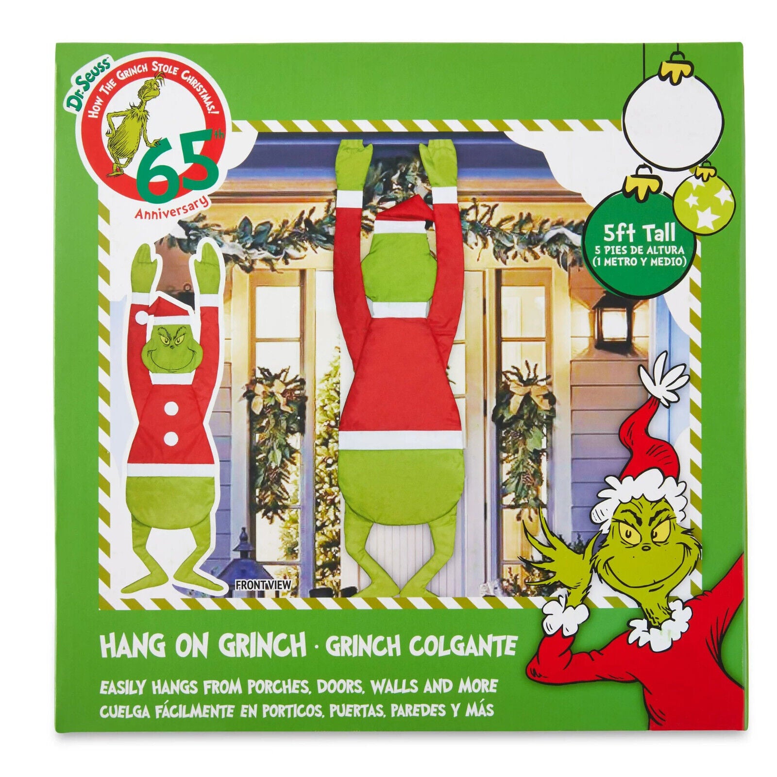 Dr Seuss Hang On Grinch Outdoor Decoration 5 Ft Hanging Grinch